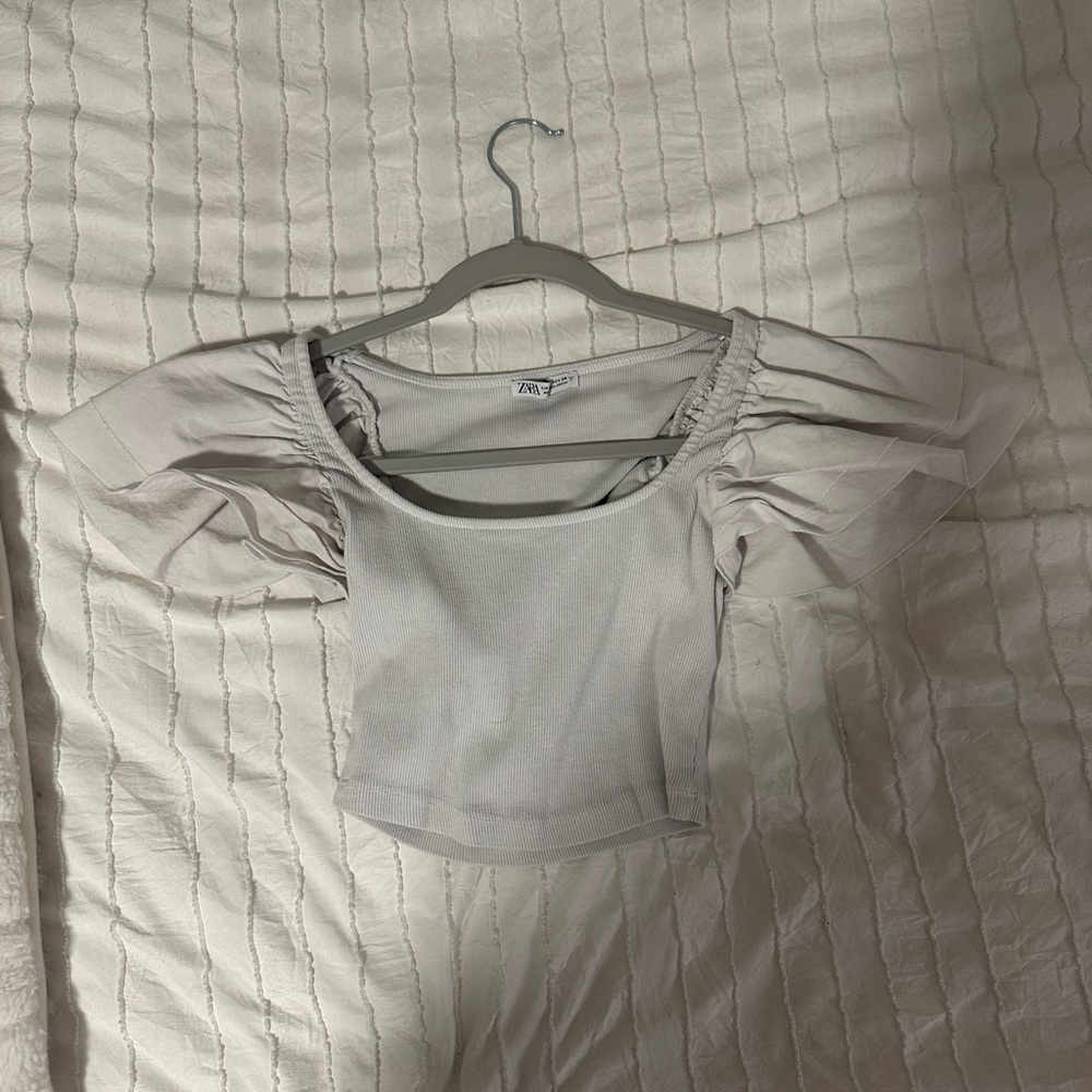 Zara, puffy sleeve white top